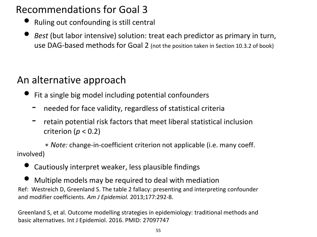 recommendations for goal 3 ruling out confounding