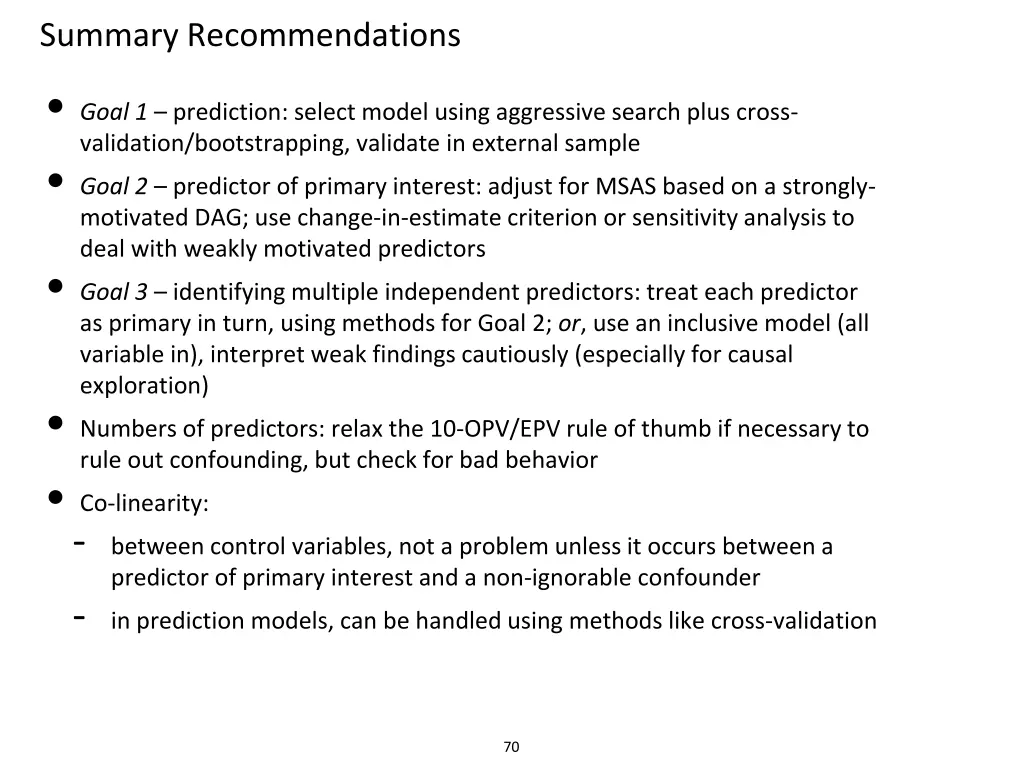 summary recommendations