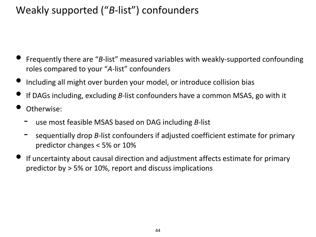 weakly supported b list confounders