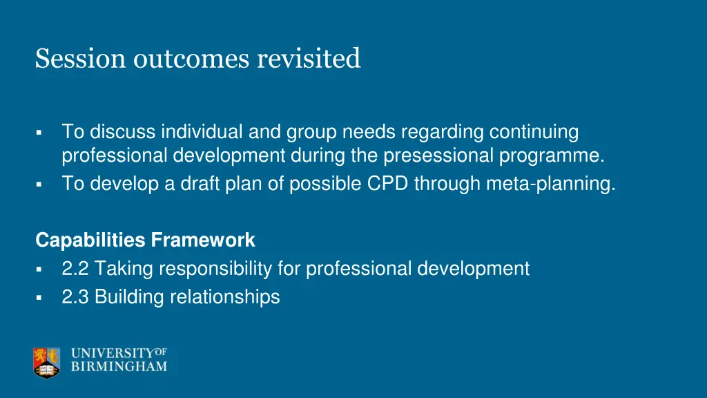 session outcomes revisited