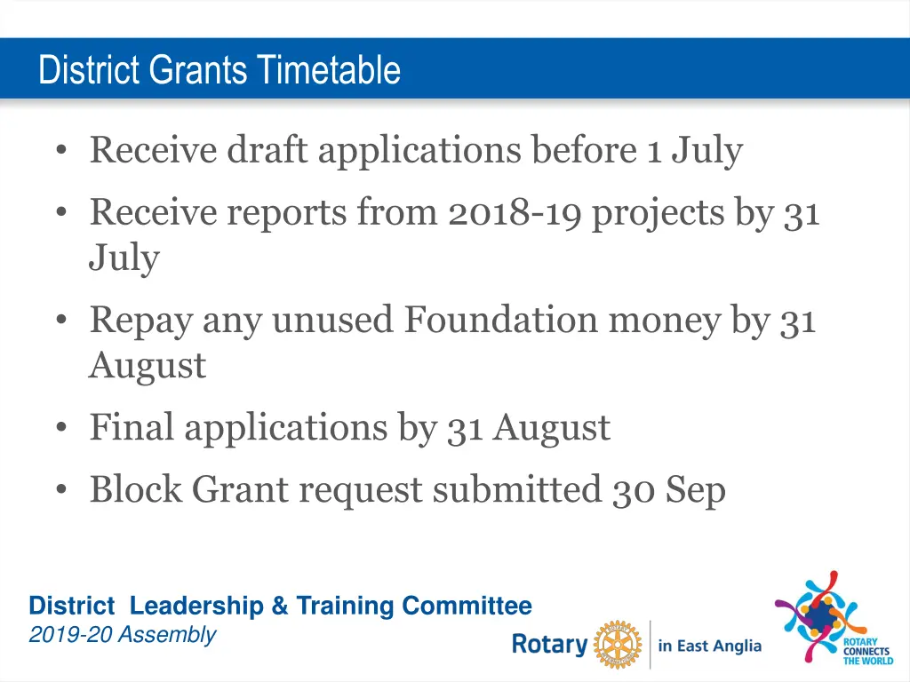 district grants timetable