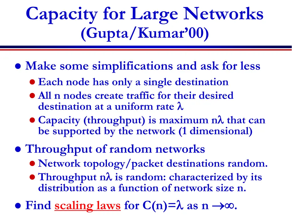 capacity for large networks gupta kumar 00