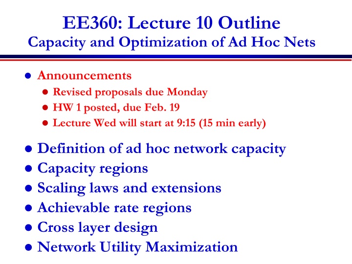 ee360 lecture 10 outline capacity