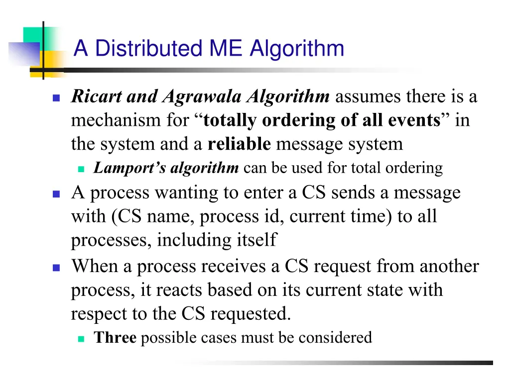 a distributed me algorithm