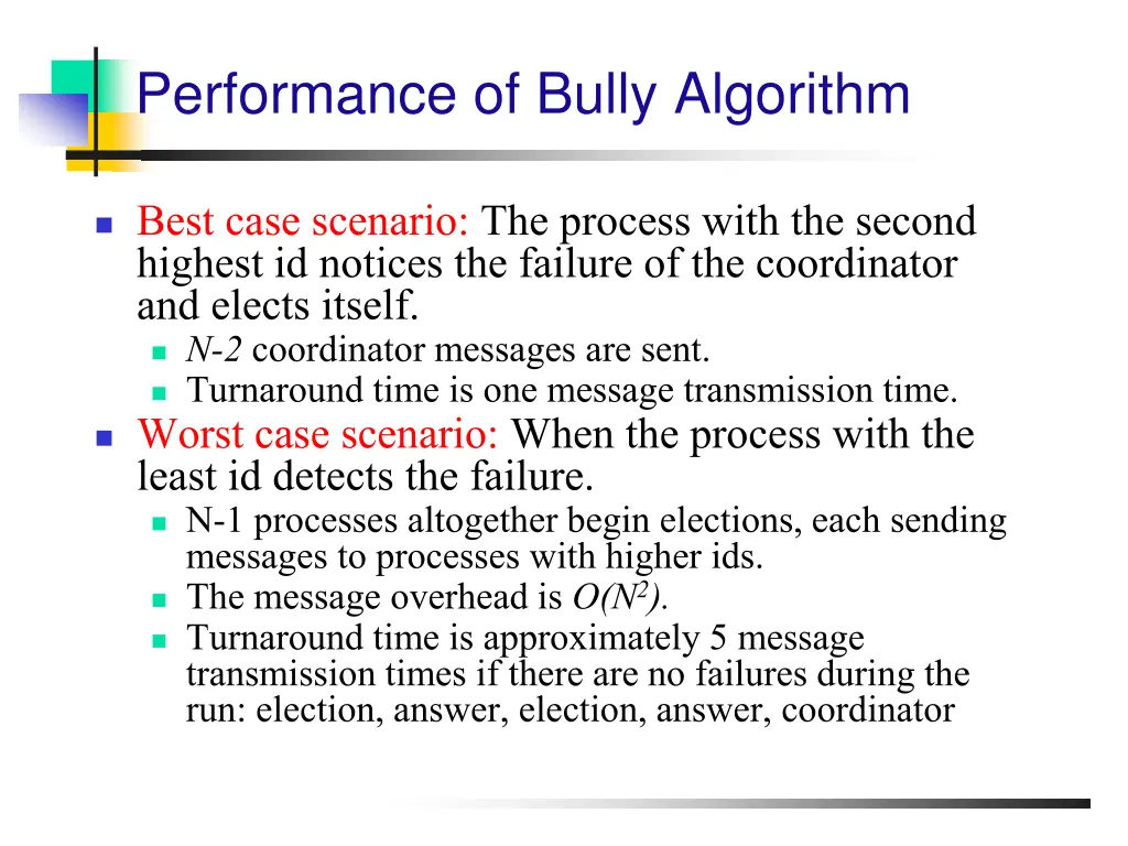 performance of bully algorithm
