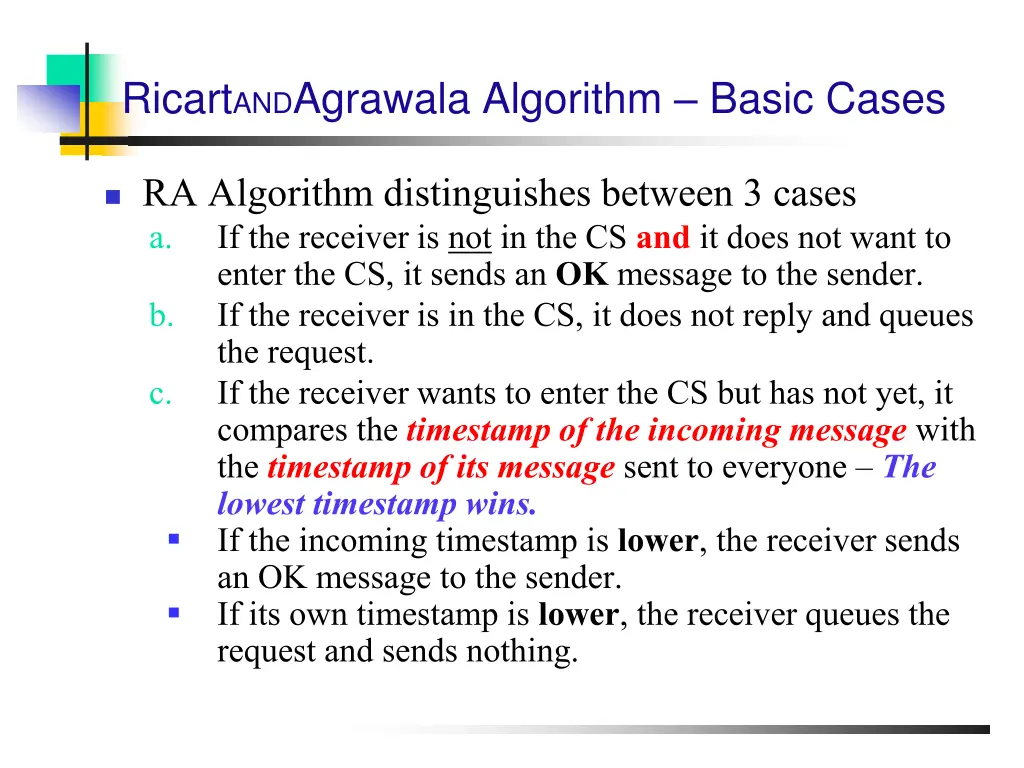 ricart and agrawala algorithm basic cases