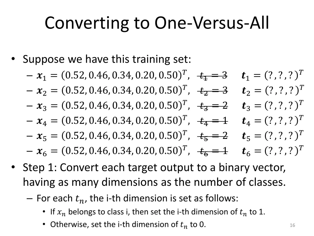 converting to one versus all 2