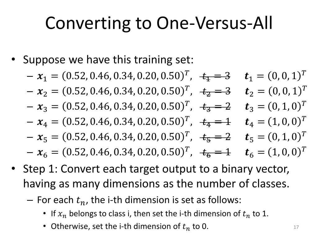 converting to one versus all 3