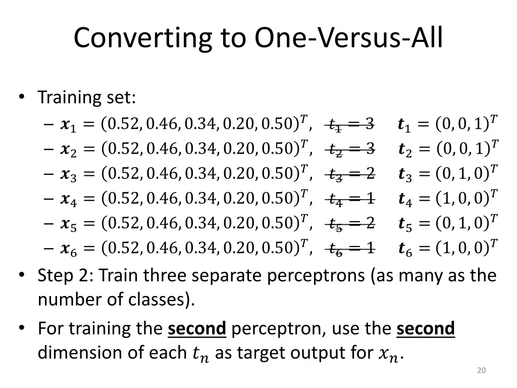 converting to one versus all 5
