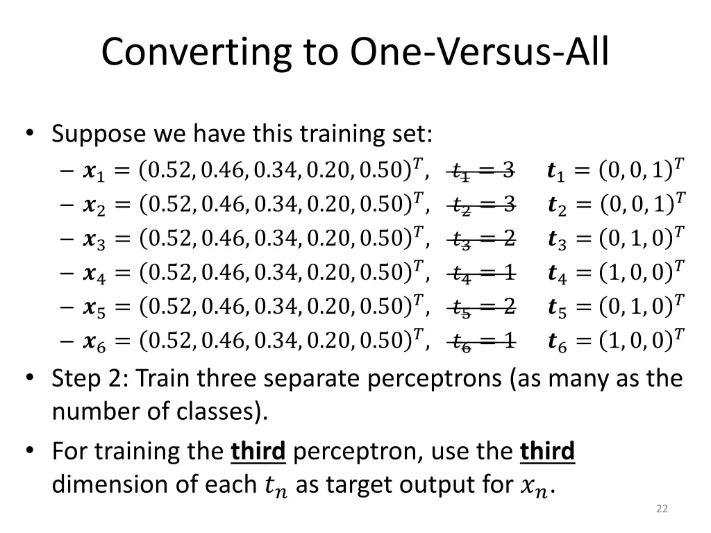 converting to one versus all 6