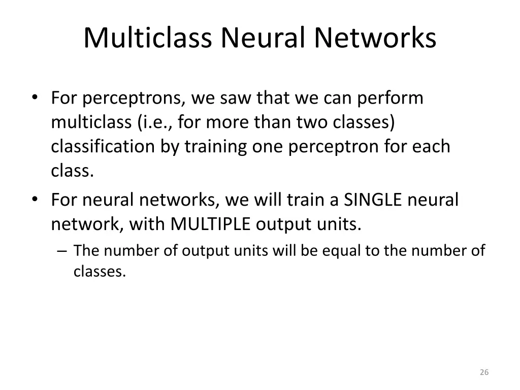 multiclass neural networks