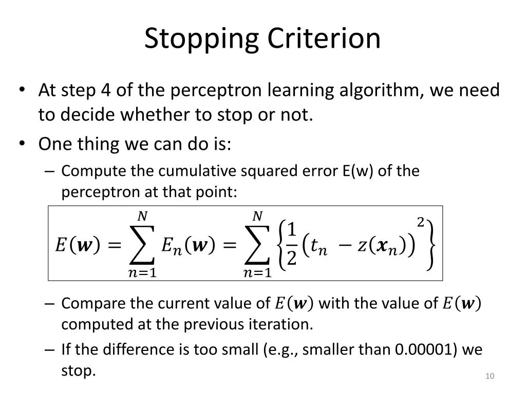 stopping criterion