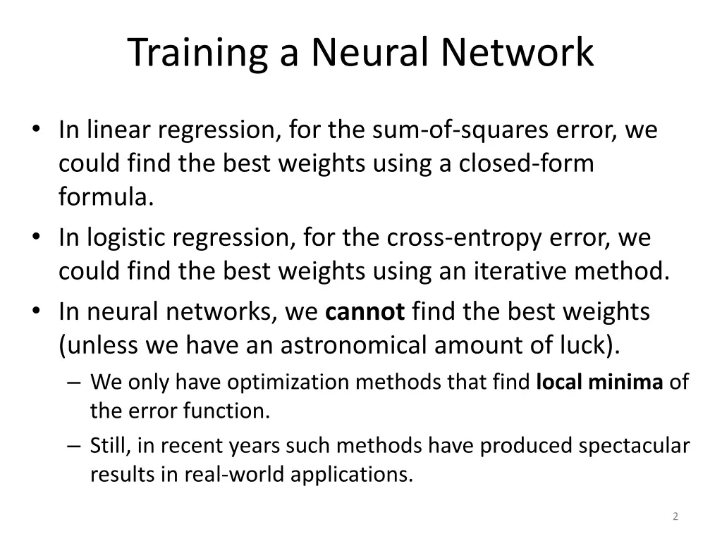 training a neural network