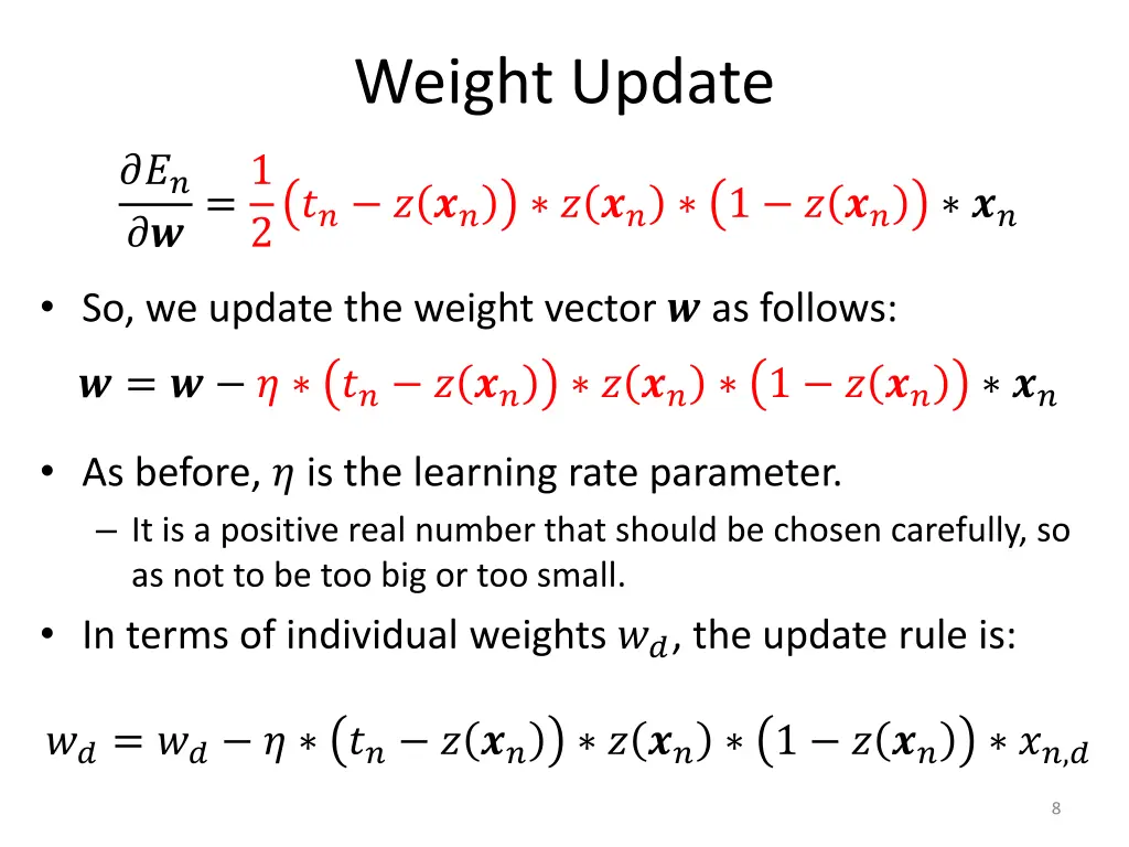 weight update