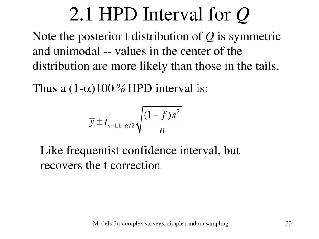 2 1 hpd interval for q note the posterior