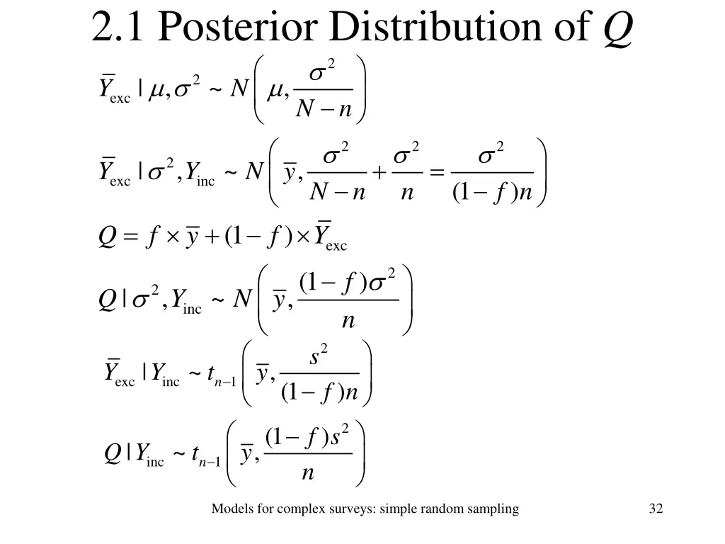 2 1 posterior distribution of q 2 2 exc y n n n