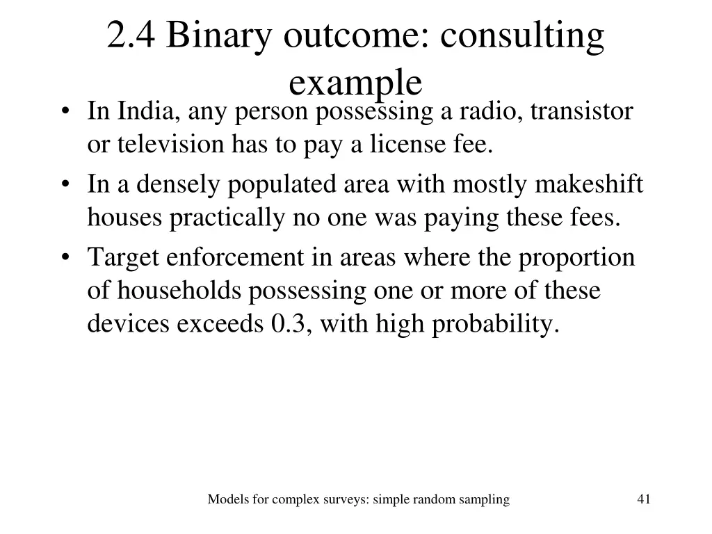 2 4 binary outcome consulting example in india