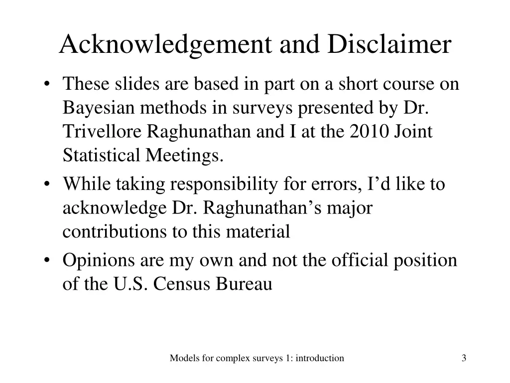 acknowledgement and disclaimer