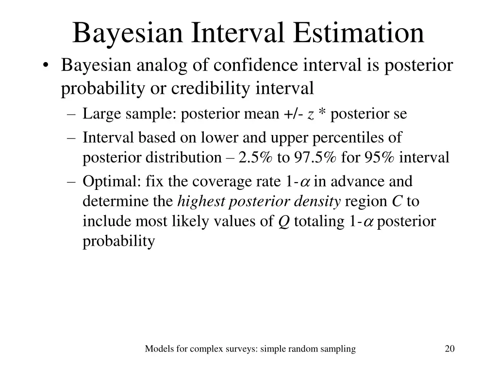 bayesian interval estimation bayesian analog