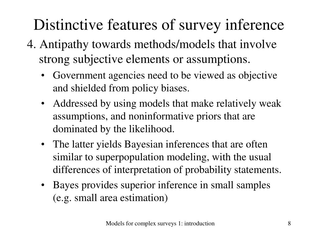 distinctive features of survey inference 3