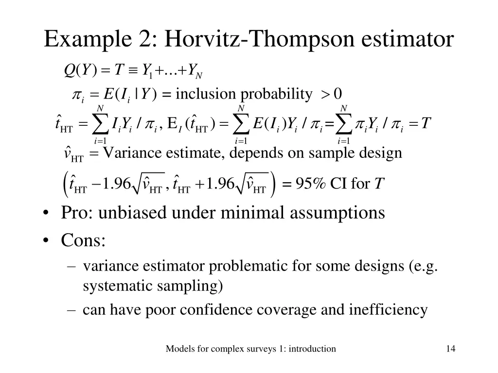 example 2 horvitz thompson estimator