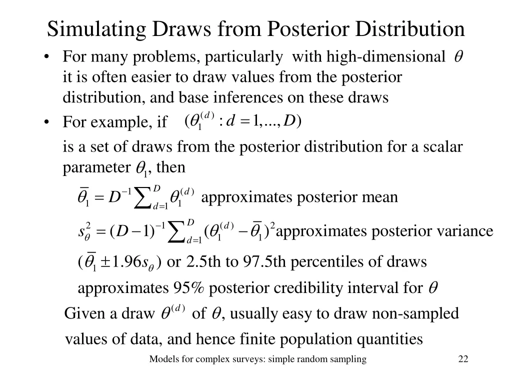 simulating draws from posterior distribution