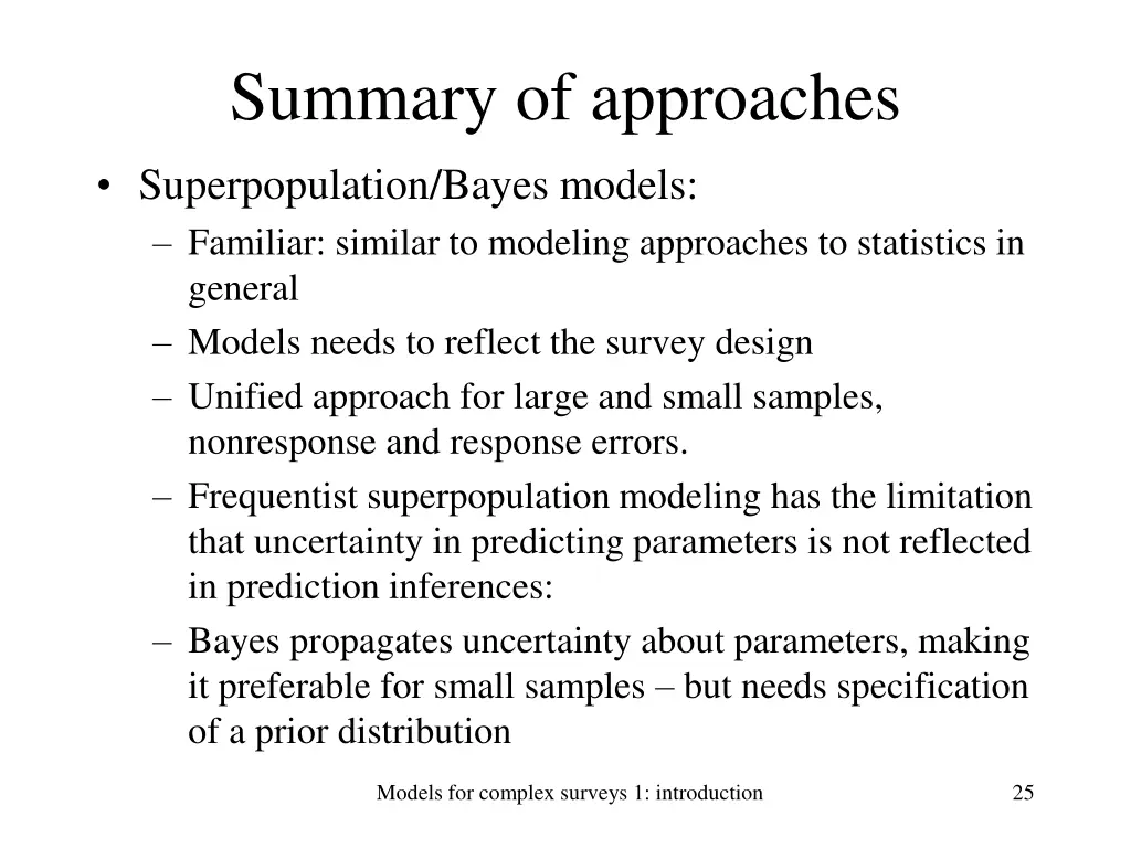 summary of approaches 1