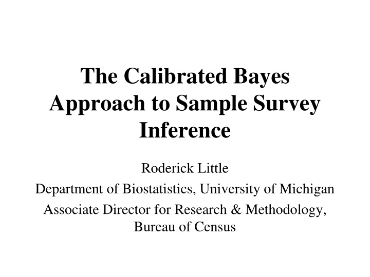 the calibrated bayes approach to sample survey