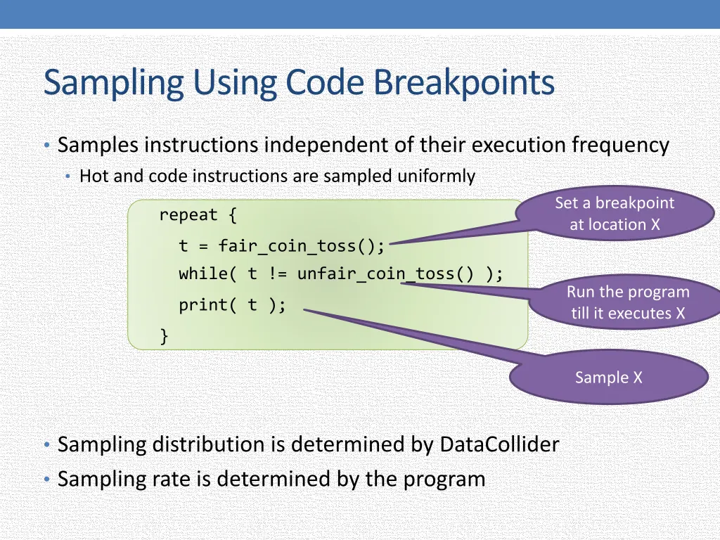 sampling using code breakpoints