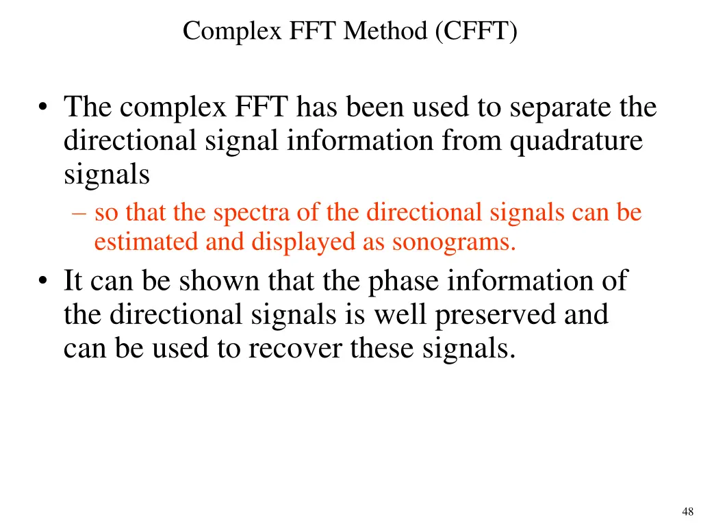 complex fft method cfft