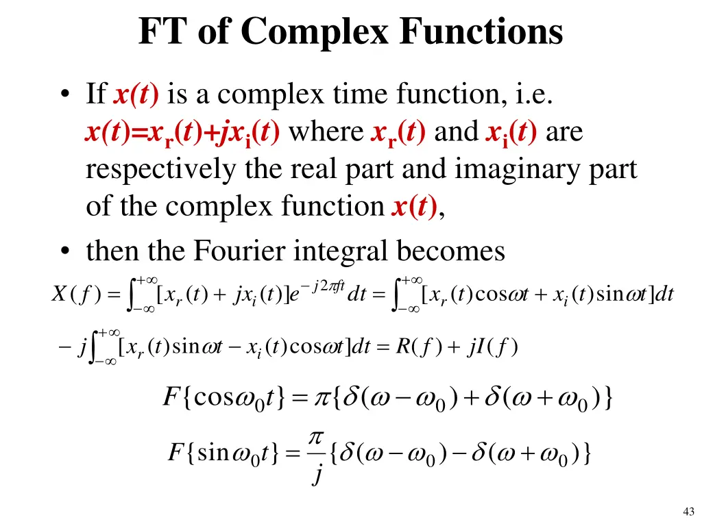 ft of complex functions