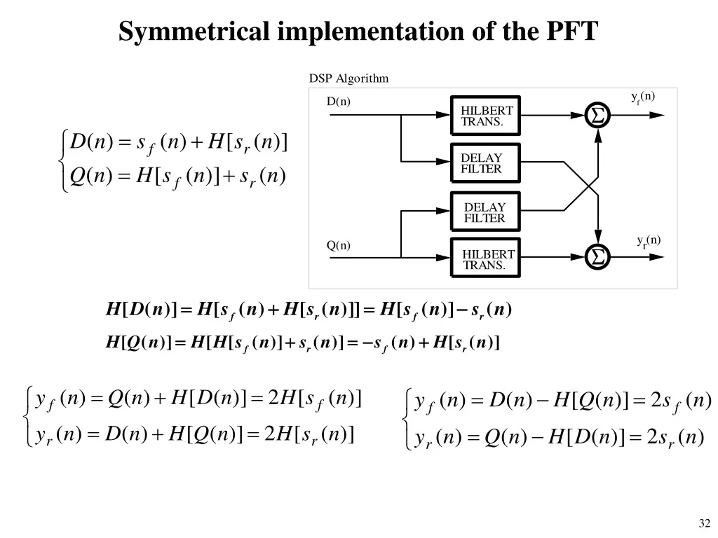 symmetrical implementation of the pft