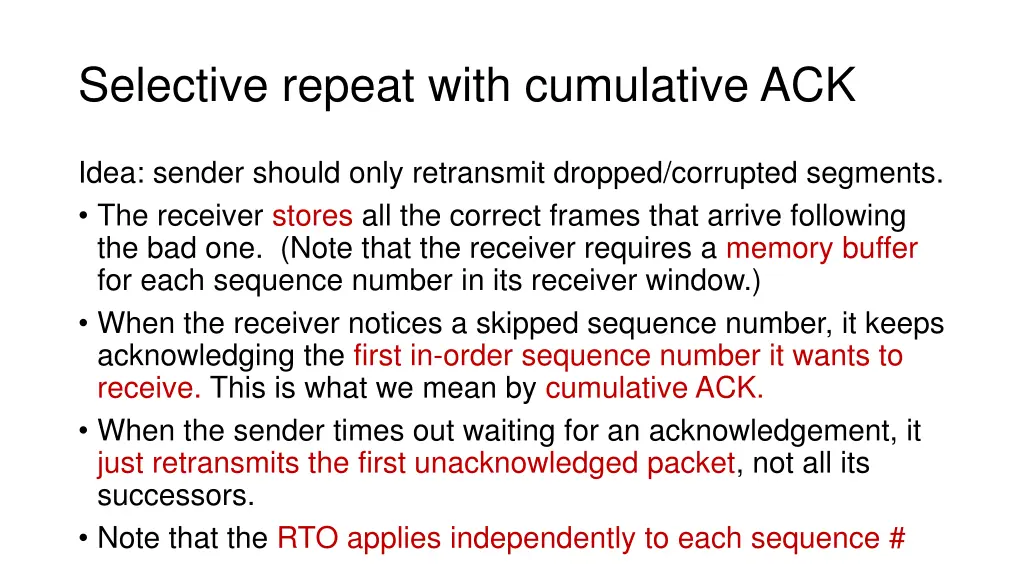 selective repeat with cumulative ack