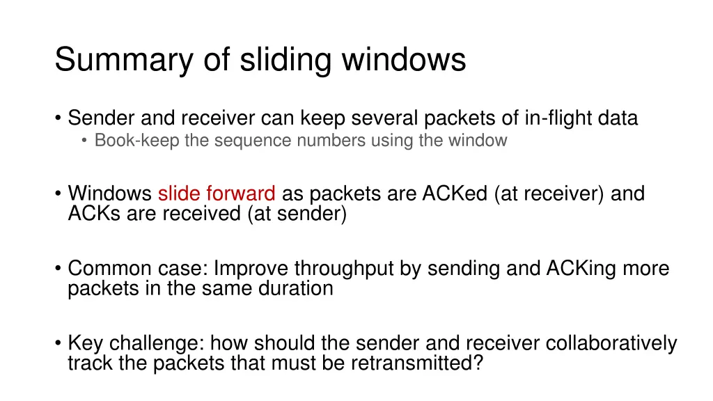 summary of sliding windows