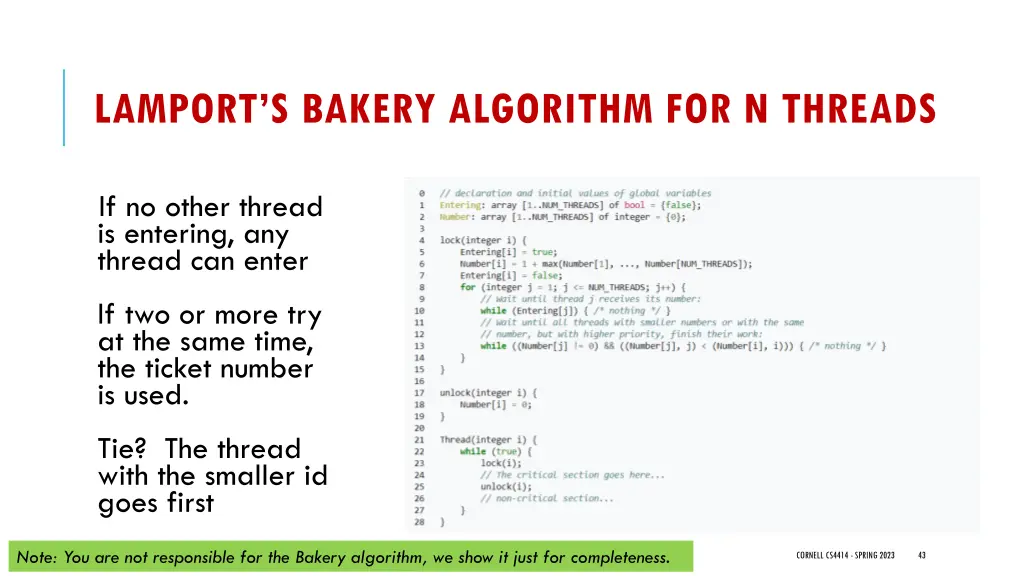 lamport s bakery algorithm for n threads