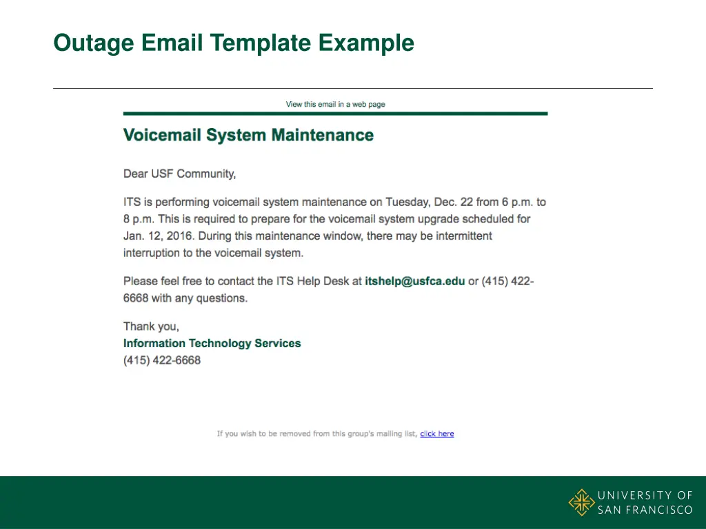 outage email template example