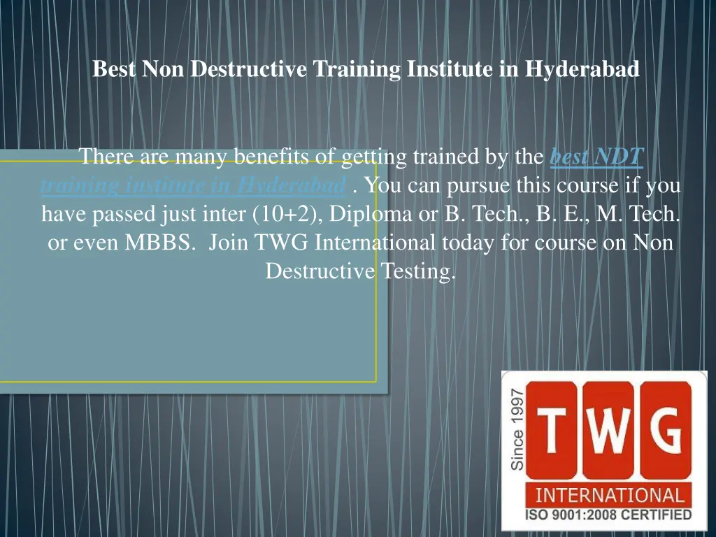 best non destructive training institute