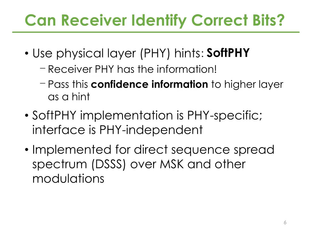 can receiver identify correct bits