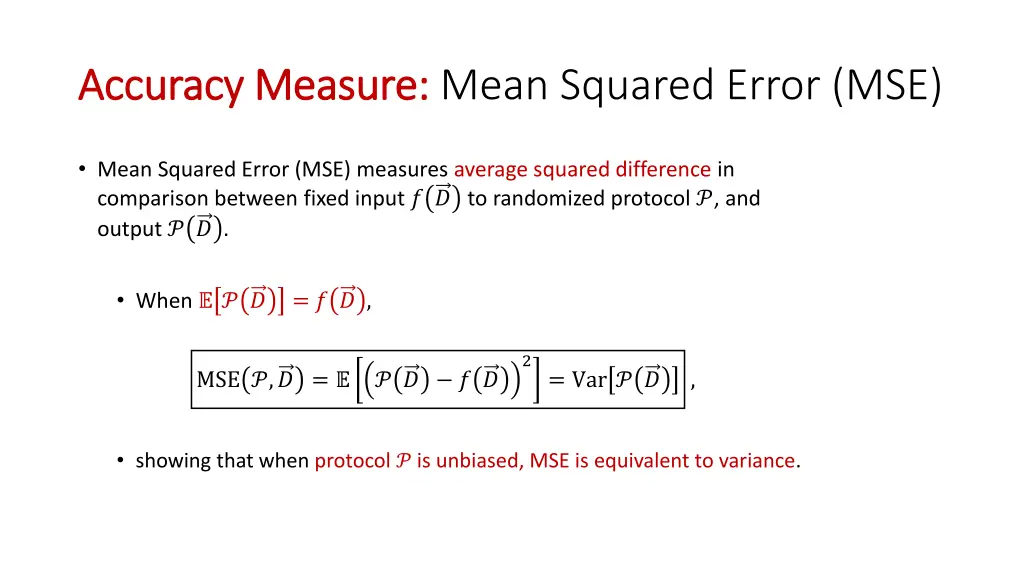 accuracy measure accuracy measure mean squared