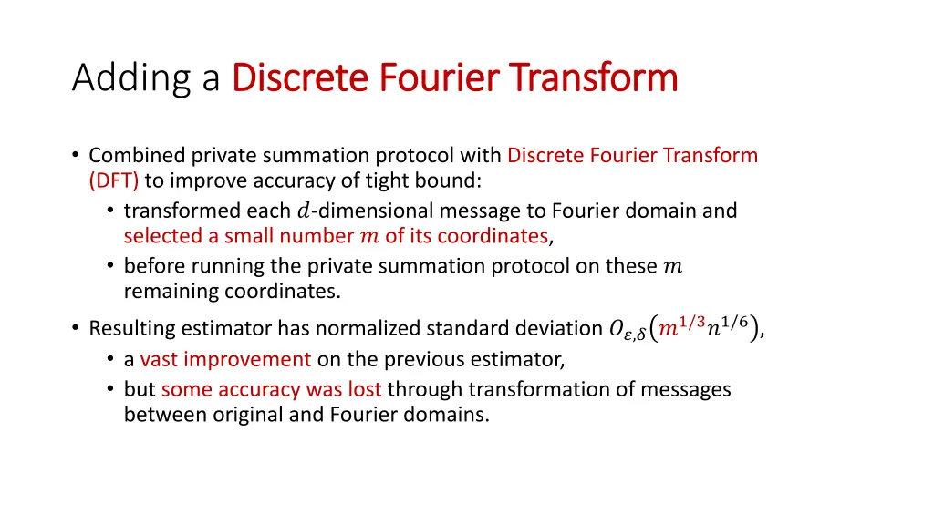 adding a discrete fourier transform discrete