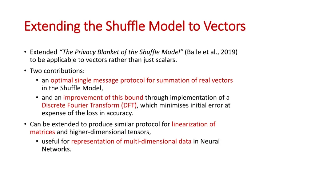 extending the shuffle model to vectors extending