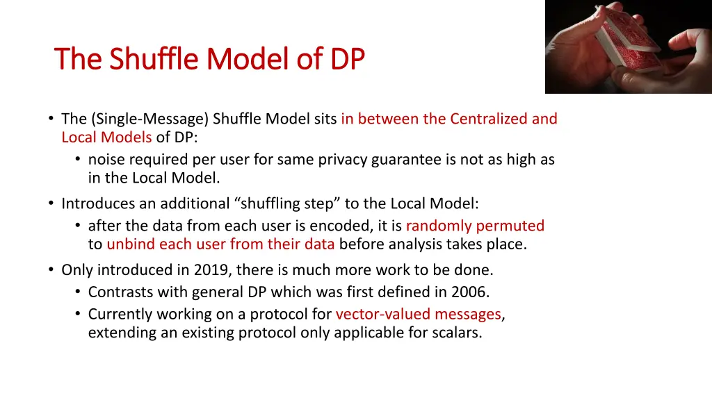 the shuffle model of dp the shuffle model of dp