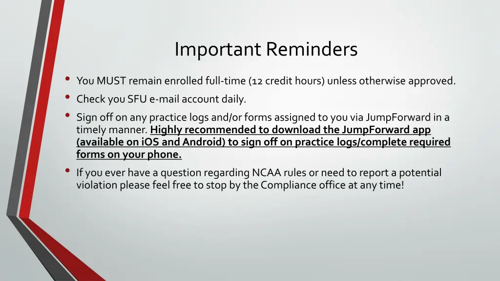 important reminders