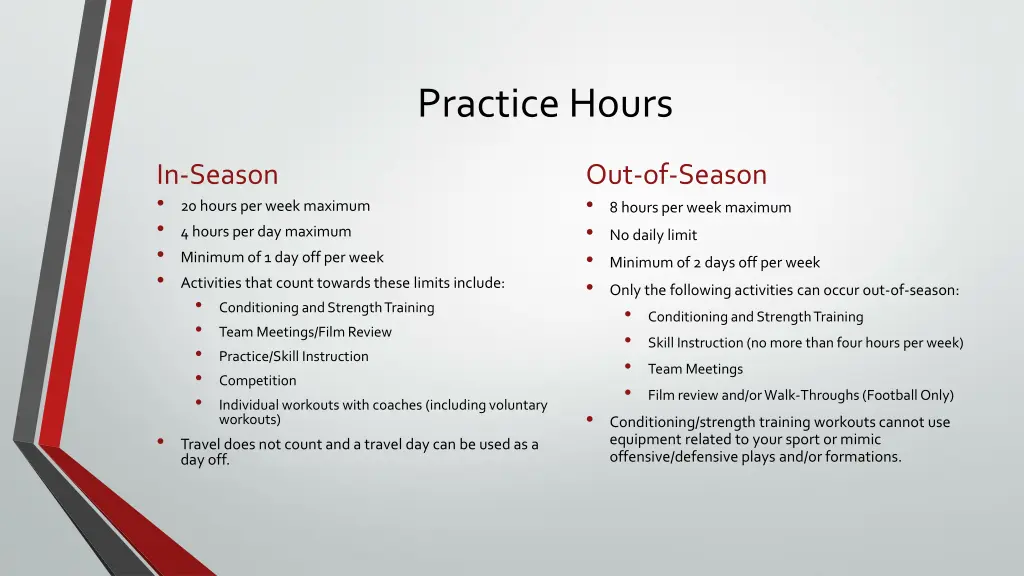 practice hours