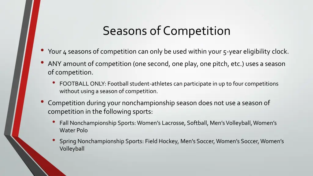 seasons of competition