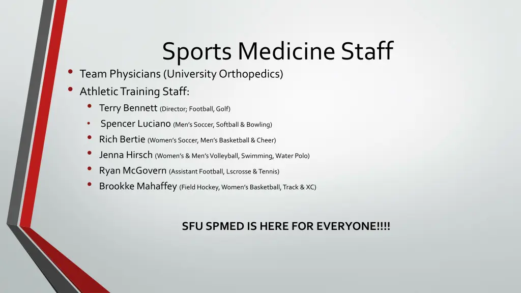 sports medicine staff team physicians university