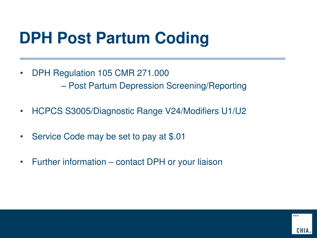 dph post partum coding