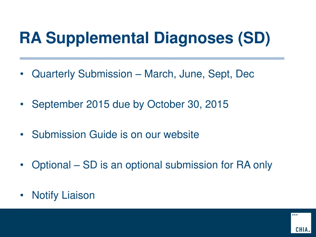 ra supplemental diagnoses sd