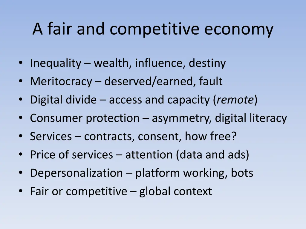 a fair and competitive economy