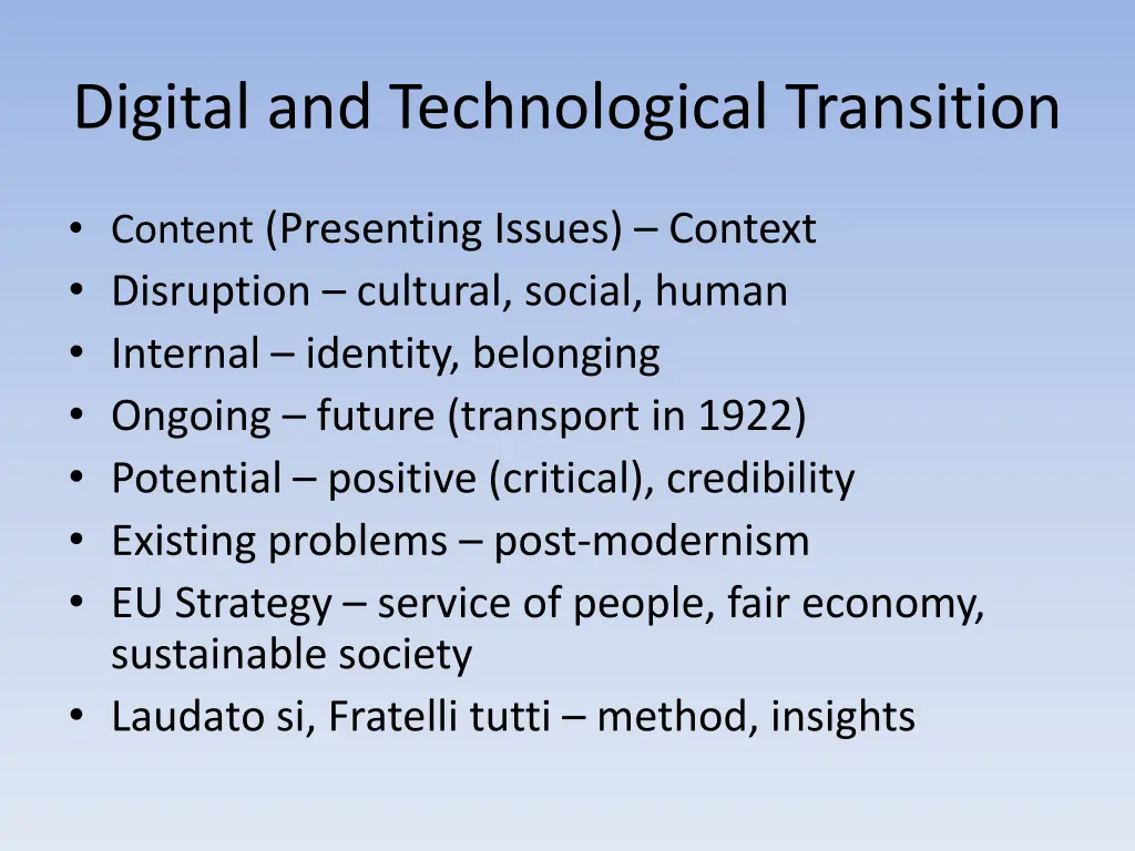 digital and technological transition
